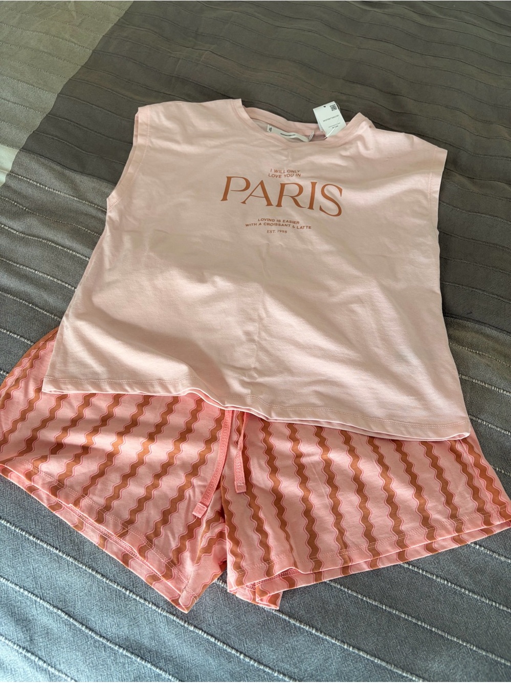Women’s Pink Paris Sleep Tank & Shorts Set, S
